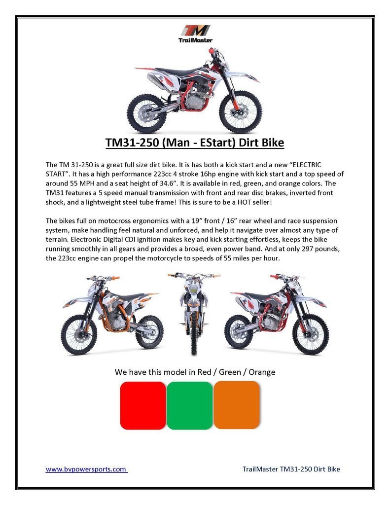 Trailmaster TM31 250cc Offroad Dirt Bike, 5 Gear Manual Clutch, LED Headlight - Image 12