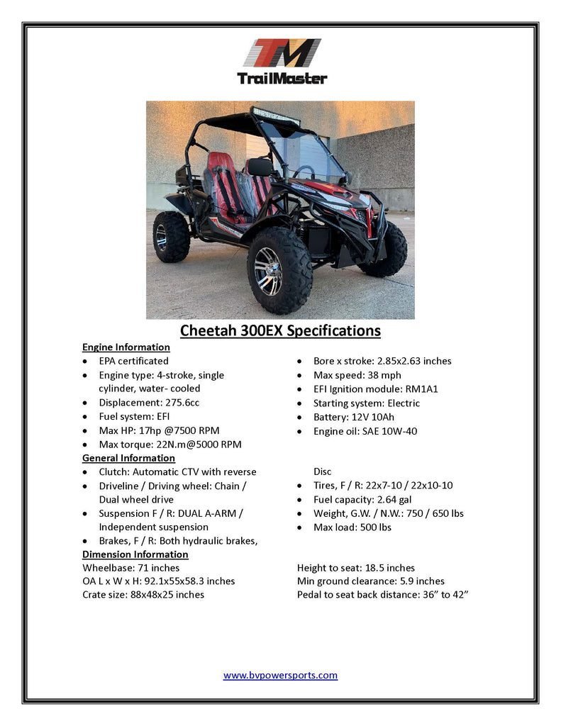 Trailmaster Cheetah 300EX Go Kart, Fully automatic with reverse, Top LED light bar - Image 10