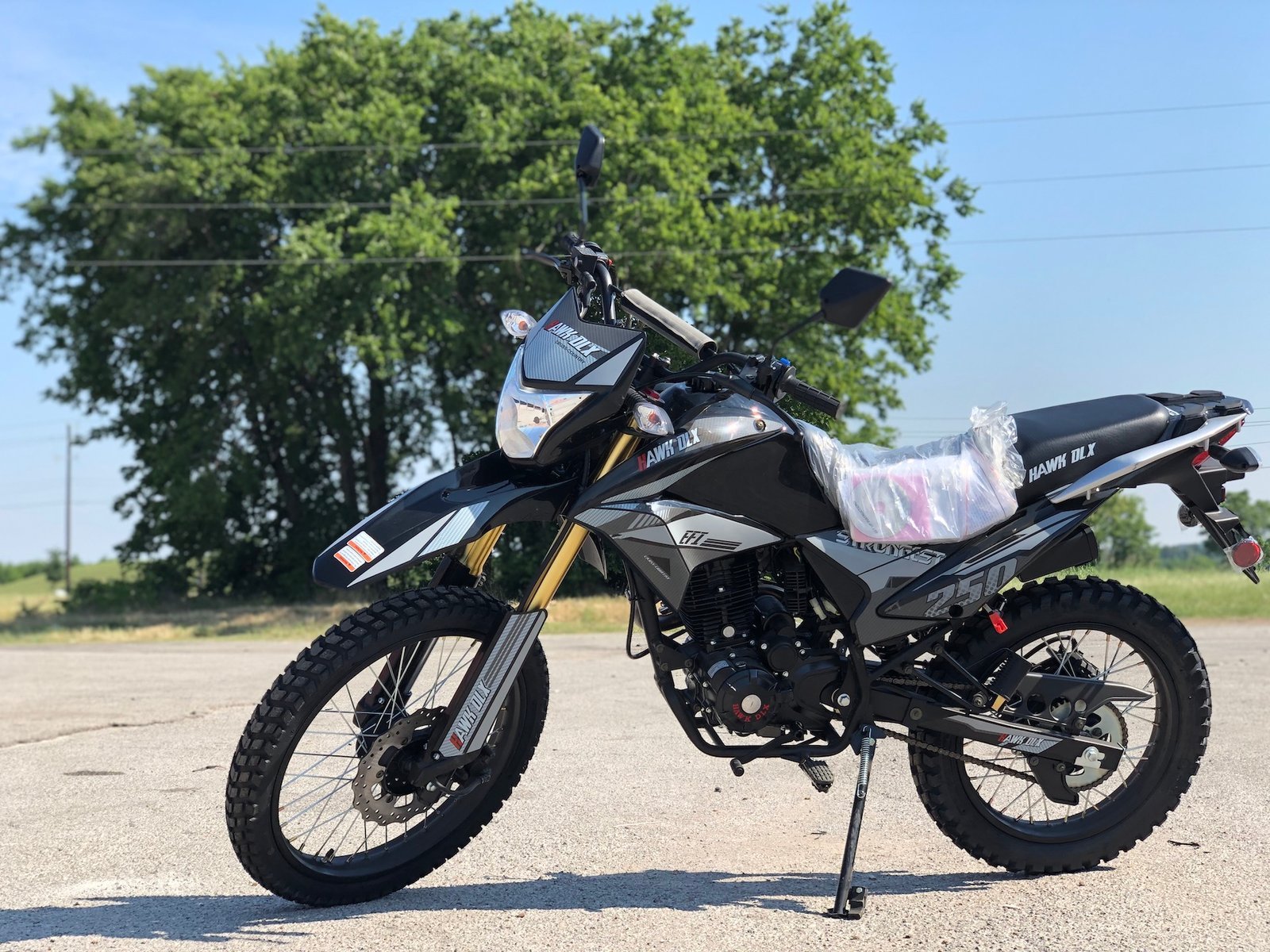 HAWK DLX 250cc Enduro/Dual Sport Dirt Bike, Fuel-Injected 5-Speed, 4-Stroke, LED Lights, Electric/Kick Start