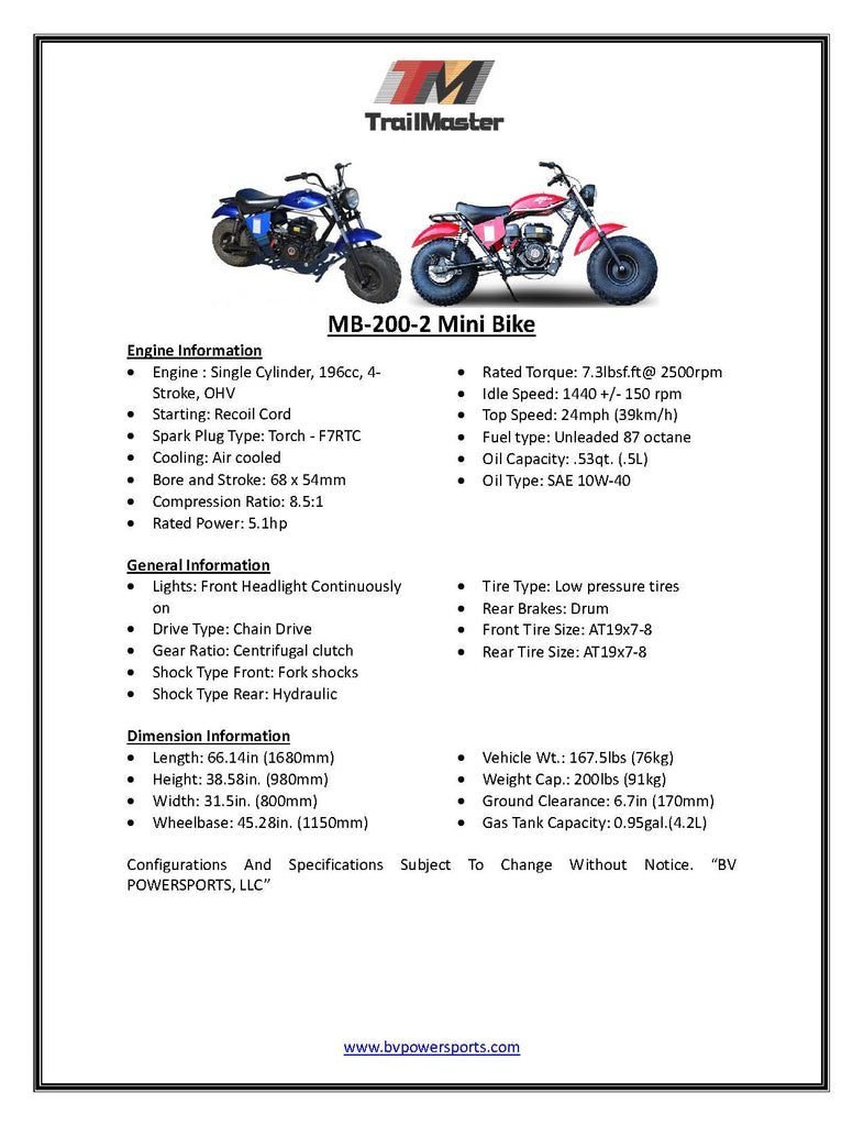 Trailmaster MB200 Mini Bike || Front and Rear Shocks - Image 5